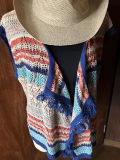 Wcloset 未使用品　マルチカラー ニットベスト フリンジ付きのサムネイル