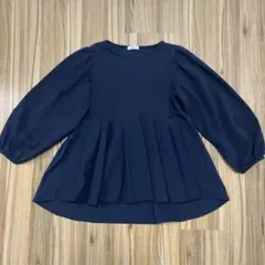earth music&ecology ネイビー ブラウス　ペプラム　プリーツ