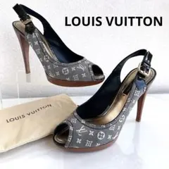 ルイヴィトン　厚底　モノグラム　ハイヒール　パンプス　オープントゥ　LV　極美品