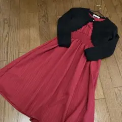 SHEIN 赤 ワンピース 12-13Y カーディガン　ブラック　11-12Y
