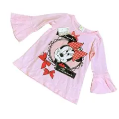 【新品未使用】ミニーマウス　キッズ80サイズフリフリ長袖カットソーピンク　西松屋