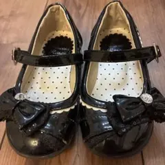 フォーマルシューズ 黒 リボン付き　　17㌢