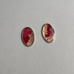 No.1580 1点のみ　レッド　オーバル　ピアス　イヤリング　ピタッと