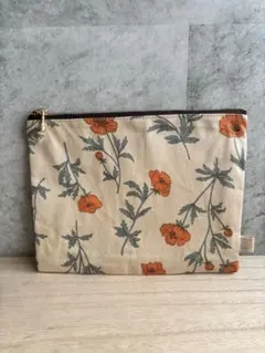 ハンドメイド 花柄 フラットポーチ 北欧 ナチュラル ポーチ