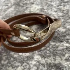 ブラウン合皮ベルト メタル金具付き
