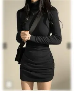 GRL タートルネックギャザーワンピース[ks013]