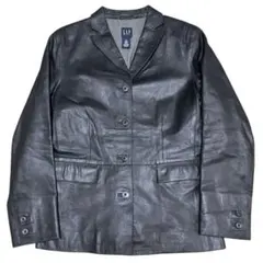OLD GAP カウレザーテーラードジャケット GAP◇OLD GAP/00s/テーラードジャケット/牛革/レザー/BLK : セカンド