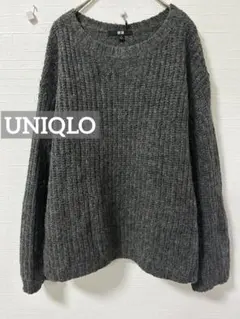 k0161 UNIQLO モヘアブレンドオーバーサイズセーター ダークグレー