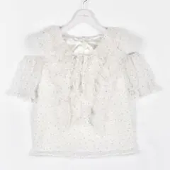 evelyn フリルドットブラウス