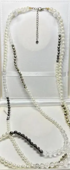 a142 ロング 2連 パールネックレス