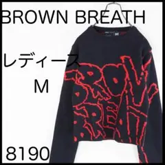 愛*里様 ブラウンブレス　ニット　セーター　黒　M　ビッグロゴ　ムシンサ