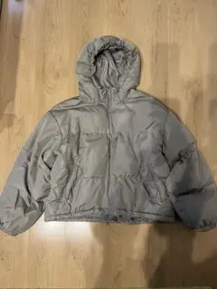 NICE CLAUP フード付きダウンジャケット グレー