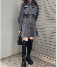 rienda クロップドレイヤードマーメイドワンピース