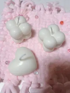フラワー＆ハート型 キャンドル 3個セット