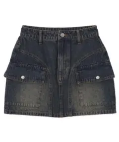 ヴィンテージウォッシュカーゴミニスカート デニム中濃加工