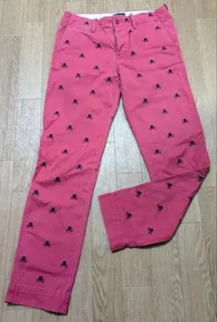 ピンク スカル刺繍 チノパン