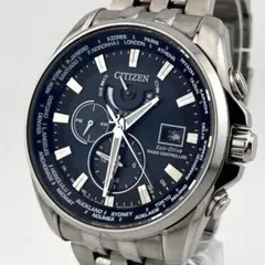 【稼働】シチズン　アテッサ　エコドライブ　電波ソーラー　腕時計　ワールドタイム