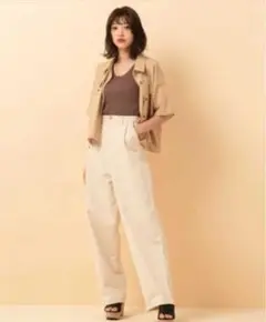 RETRO GIRL コットンワイドストレートパンツ