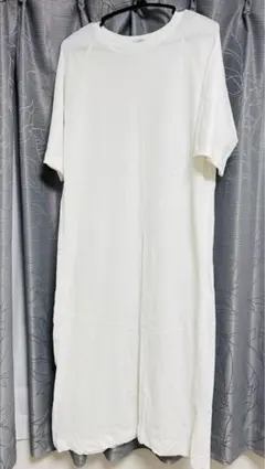 LOWRYS FARM ホワイト ロングワンピース 半袖 カットソー