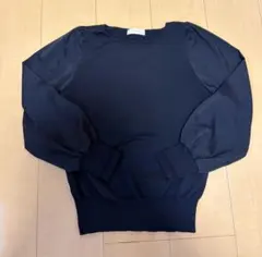 any SiS 【洗える】スリーブサテン ニット　ネイビー