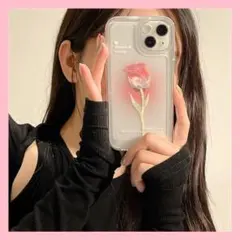鮮やかローズ柄！iPhone14 Pro専用クリアケース