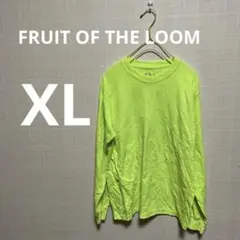 フルーツオブザルーム ロンT 蛍光イエロー XL古着 Y2K ネオン