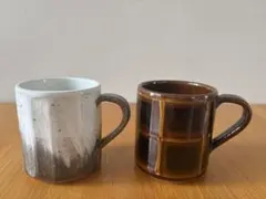 マグカップ 2点セット スリップ格子 粉引き 和食器 ペア