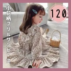 ピ*ン様 小花柄 リバティ ワンピース 長袖 子供服 フリル 120 韓国 キッ