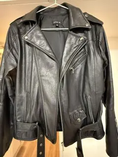 ブラックレザー ダブルライダースジャケット