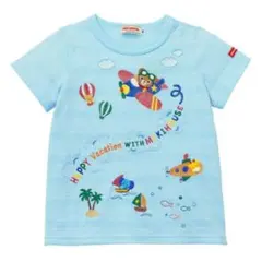 ミキハウス☆プッチー刺繍半袖Tシャツ☆日本製☆トップス☆120☆ブルー☆希少