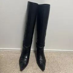 ロングブーツ 24.0 ブラック ポインテッドトゥ