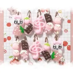 ネイルチップ 量産型 地雷系 平成女児 現品 ピンク チョコ いちご 猫 ライブ