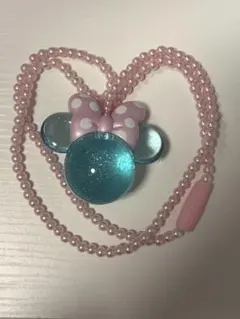 ディズニー　ミニー　光る ペンダント ネックレス ピンク　水色 青 パール
