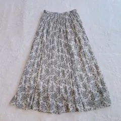 UNIQLO:C ユニクロ シー シフォンプリーツスカート ロング 花柄 白 S