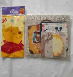 ディズニーキャラクターハンドタオルメモ帳セット新品未使用品