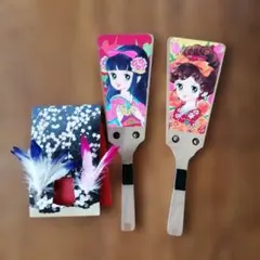 羽子板 2本セット 少女イラスト　羽根つきのサムネイル