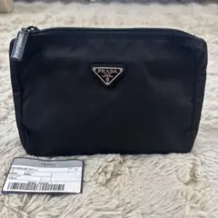 ✨美品✨プラダ アクセサリーポーチ 三角ロゴプレート テスート