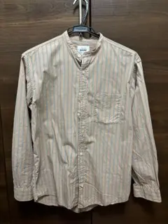 グローバルワーク/ファインスムースストライプバンドカラーシャツ/Sサイズ