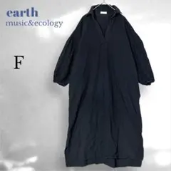 earth music&ecology 5分袖 シャツ ワンピース F 黒