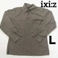 ixiz イクシーズ メンズ 長袖チェックシャツ L 茶系 羽織りシャツ 薄手のサムネイル