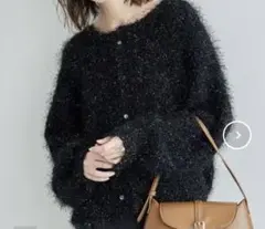 ロペピクニック　ラメフェザーカーディガン　黒