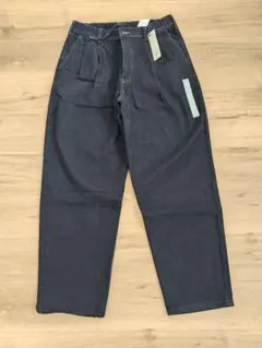 新品タグ付き GU デニムキャロットパンツ (丈長め)Lサイズ ネイビー