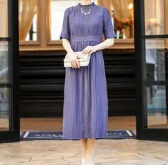 【niana】総プリーツ×レースウエスト切り替えドレス　ロングワンピース　新品