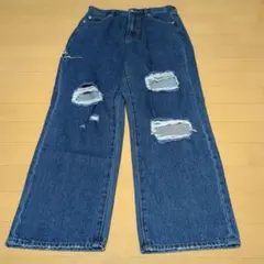 【超美品】WEGO デニムパンツ ダメージ ストレートデニム　M