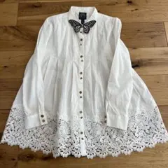 ScoLarスカラー蝶襟刺繍スカラップレースシャツブラウスコットンのサムネイル