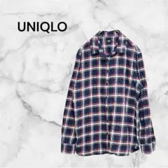【ユニクロ】コットン100% 長袖シャツ チェック柄 Mサイズ レディース