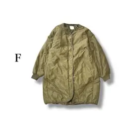 キルティングロングブルゾン 【F】 ノーカラー シンプル アウター