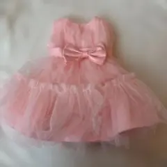 ピンク フリル付きベビードレス 約80cm