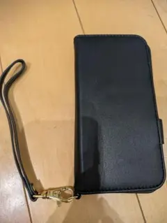 黒い手帳型ケース カードポケット付き