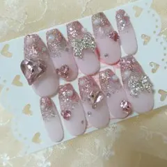 現品❤バレリーナ 韓国 ワンホン グリッター 量産型 ネイルチップ